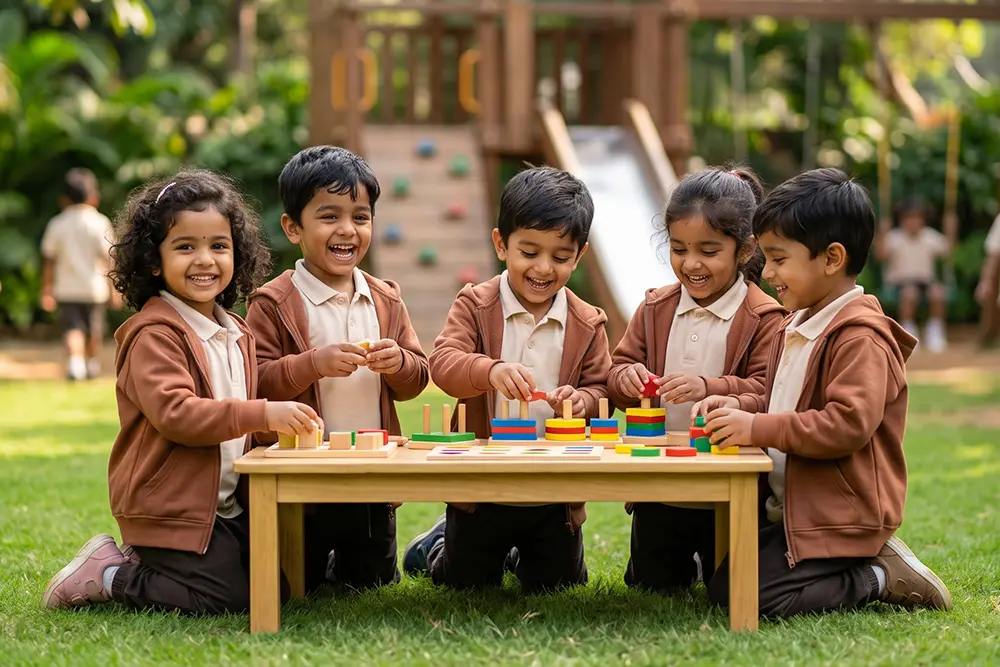 Children participating in a creative preschool activity