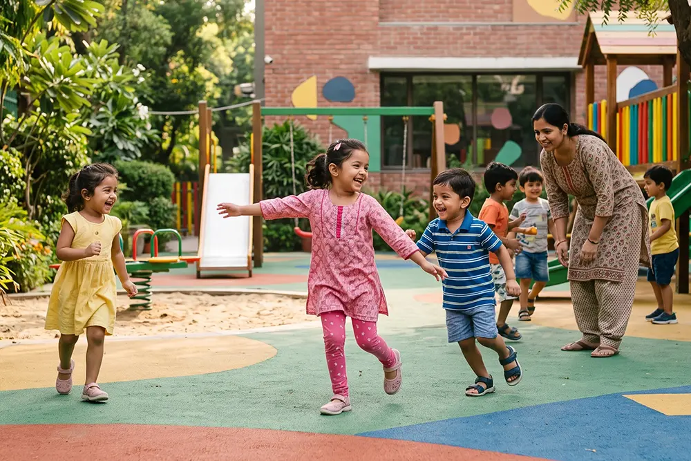 Children enjoying supervised outdoor play